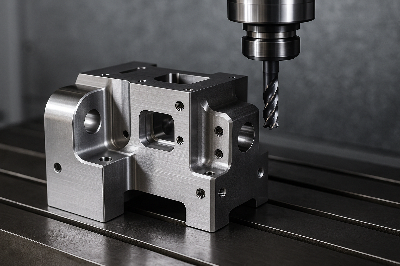 CNC machining a complex metal part with high precision using a vertical end mill