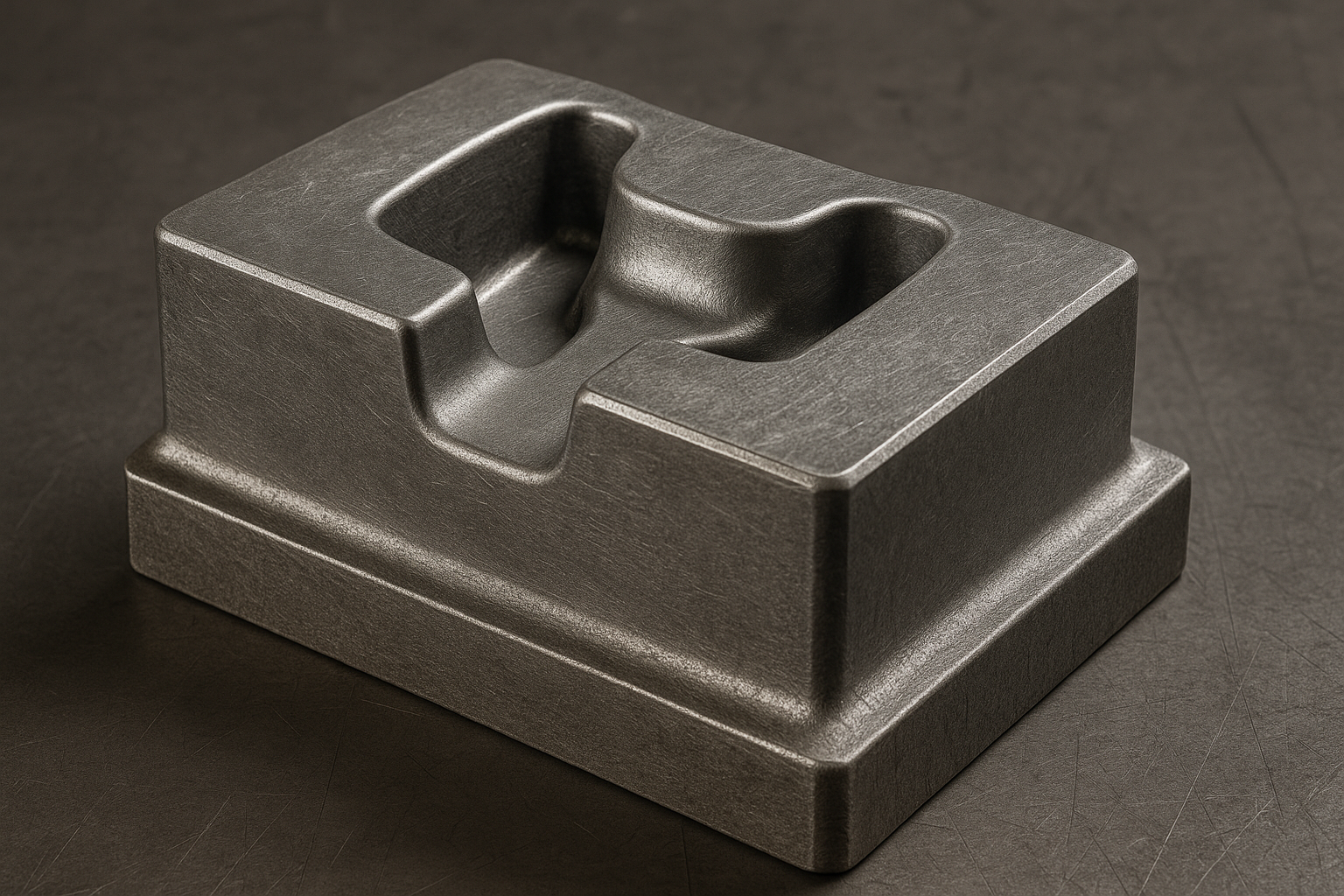 High-performance forged steel die block with a precision-machined cavity.