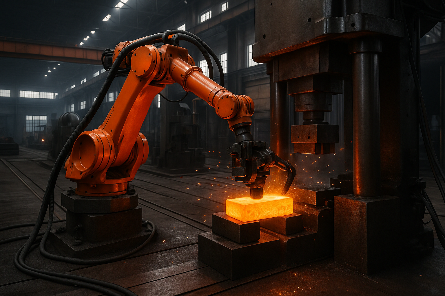 Automated forging production line with robotic arm