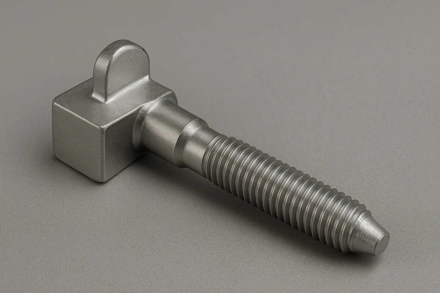 Special-shaped custom fasteners with unique heads and threads on a neutral background.