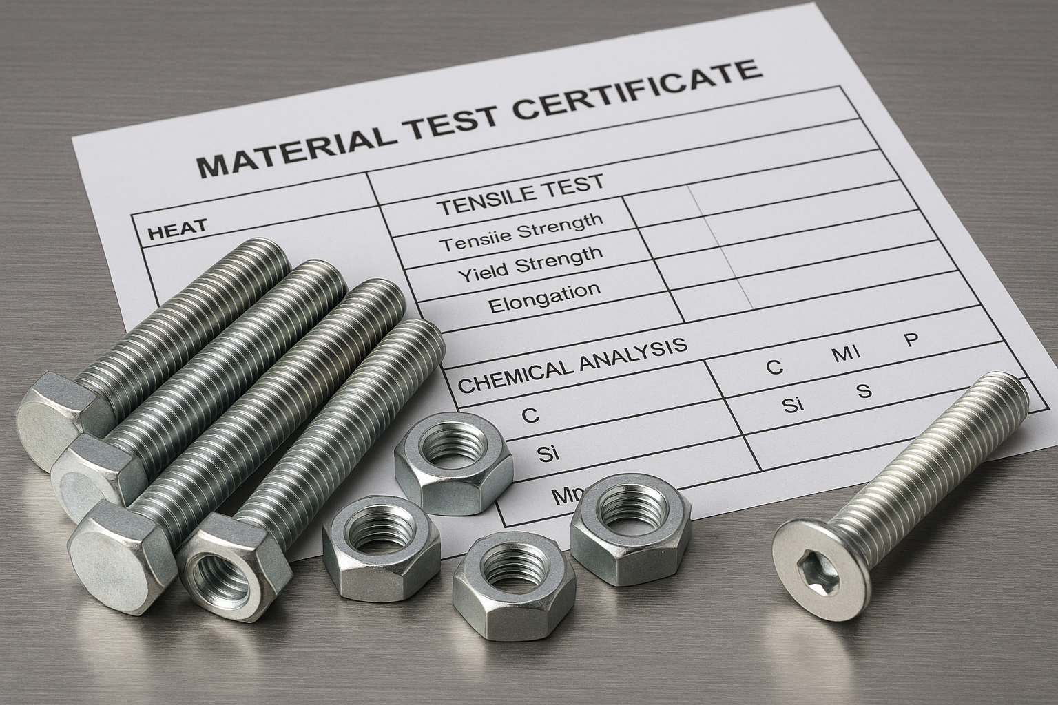 Material traceability for custom fasteners