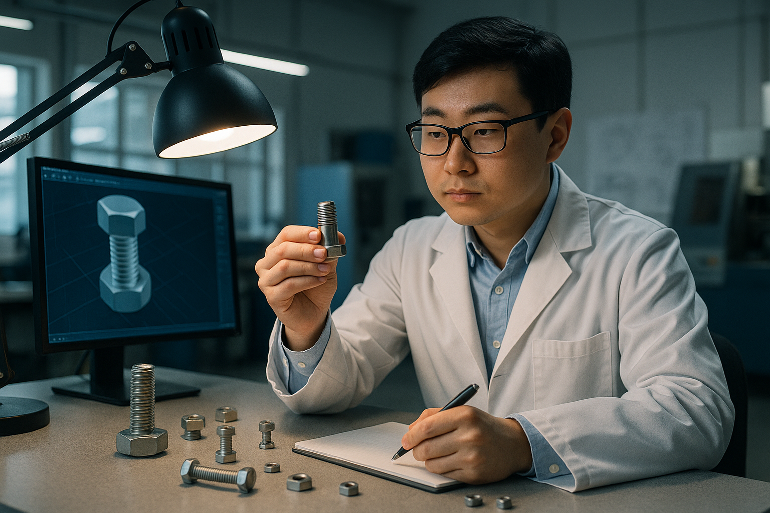 Engineer working on custom fastener innovation