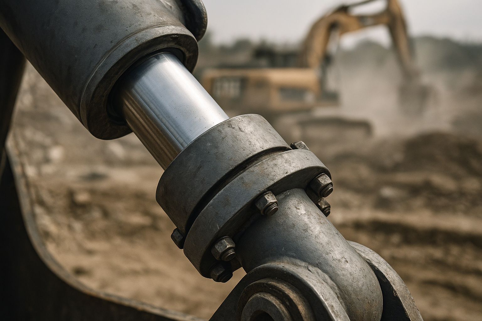 Hydraulic cylinder collar in heavy-duty construction equipment