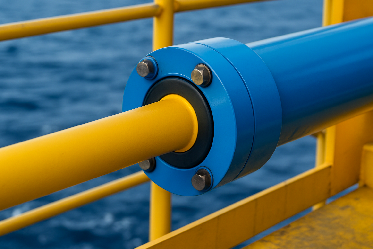 Coated collar for offshore hydraulic actuator system