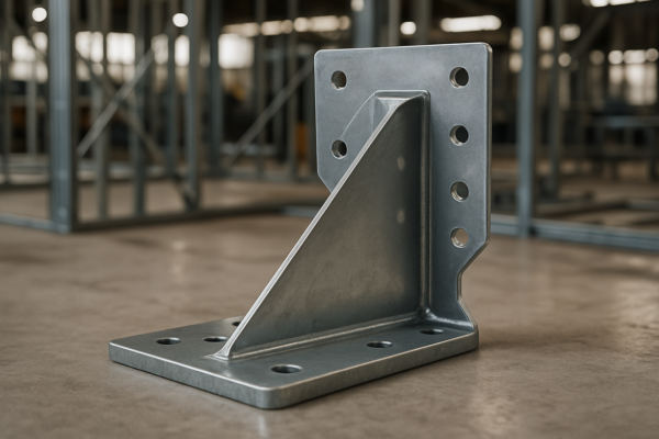 Heavy-duty stamped steel bracket for construction framework