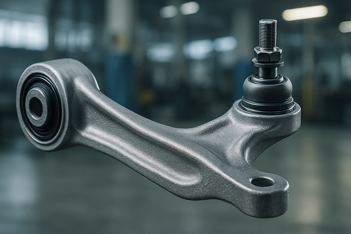 Forged automotive control arm for suspension system