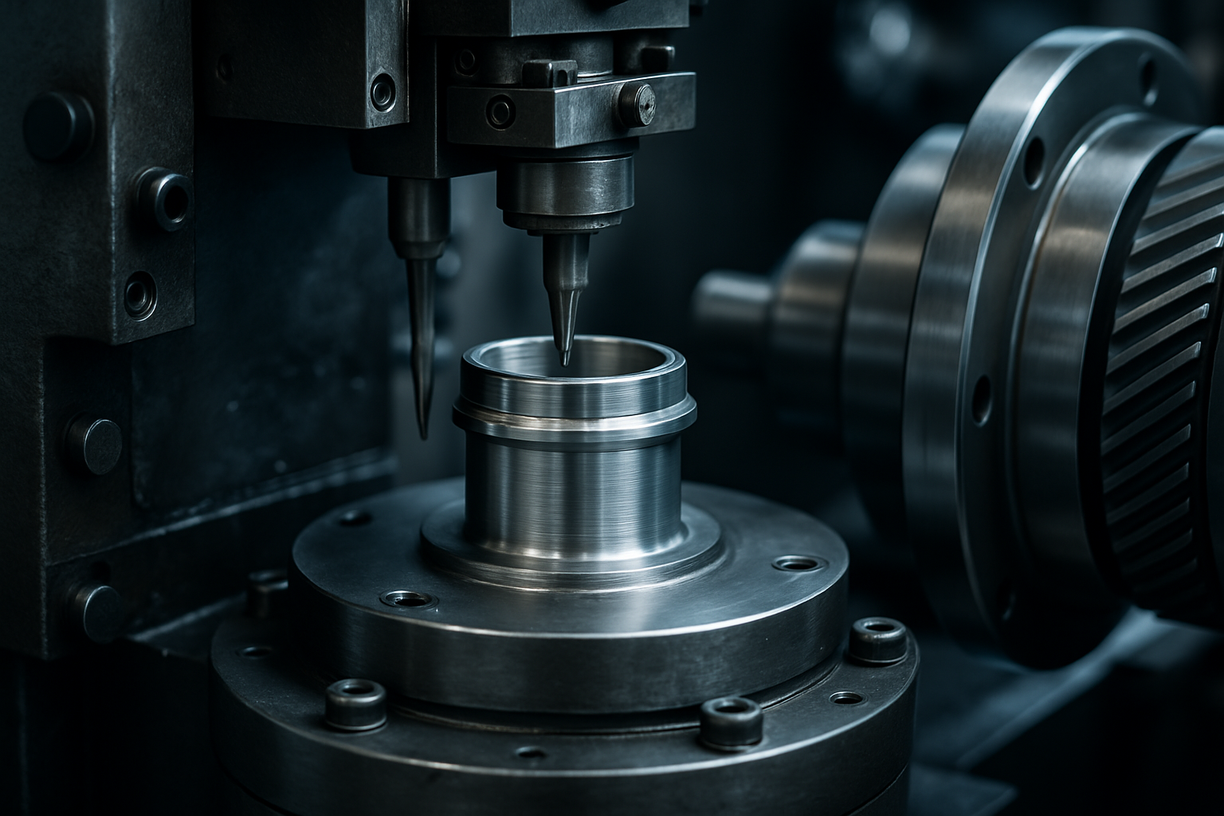 Forged and machined cylinder component production banner background