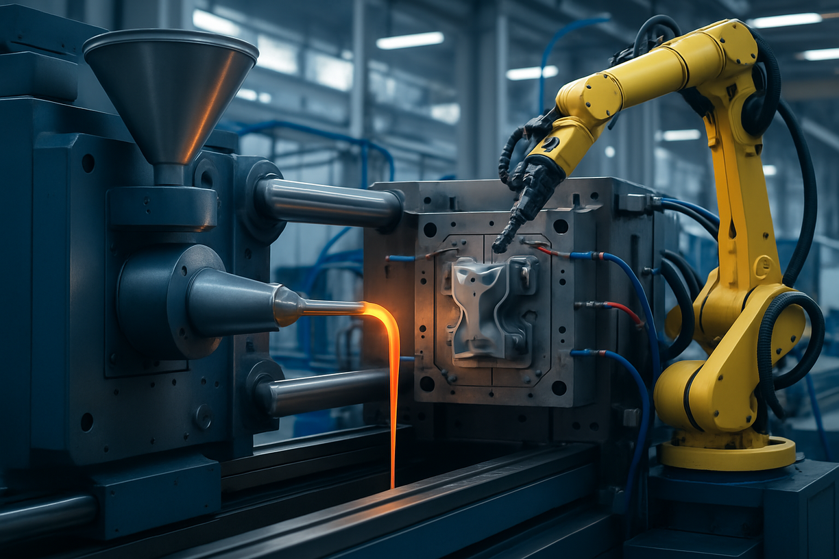 Plastic parts production banner background
