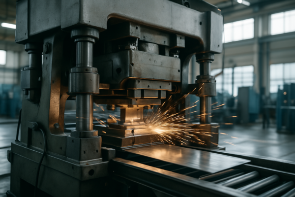 Metal stamping machine in operation