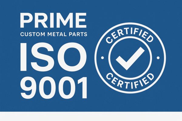 ISO-certified custom metal parts with high precision machining and compliance seal.
