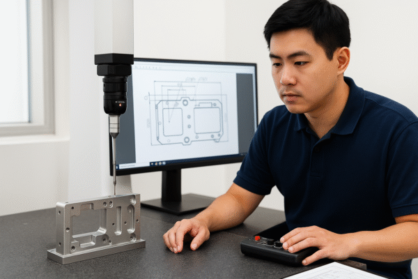 Coordinate measuring machine validating final part tolerances