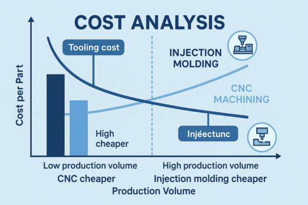 Cost analysis comparison of injection molding vs. CNC machining