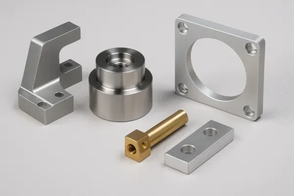 cnc machined metal parts sample set aluminum stainless brass