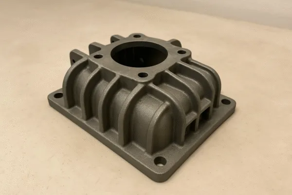 Machined casting housing with complex geometry designed for long-term industrial operation.