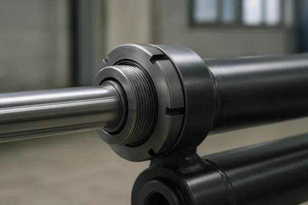 Threaded locking ring on hydraulic cylinder