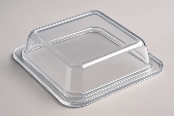 Clear plastic cover with smooth contours and optical clarity.