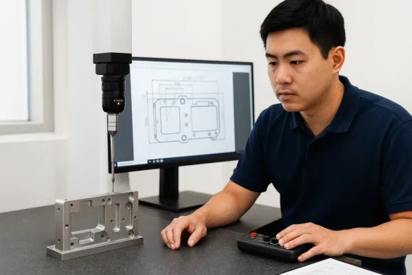 Coordinate measuring machine validating final part tolerances
