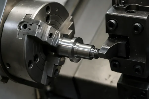 CNC lathe machining a custom fastener with groove and flange features for tight CTQs