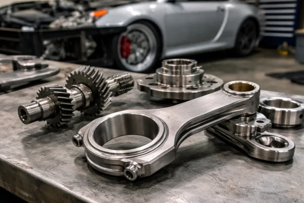 Forged automotive component used in suspension or drivetrain assemblies