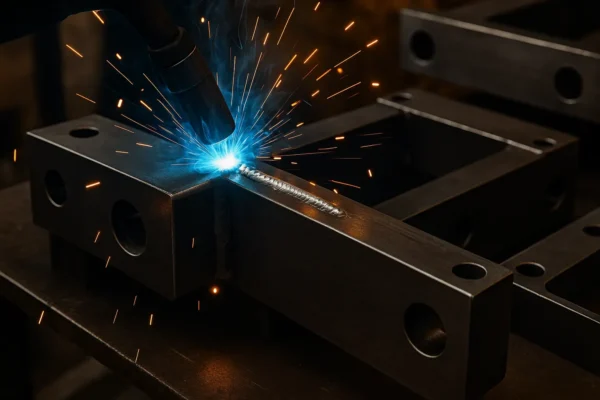 Welding production scene used as a banner background