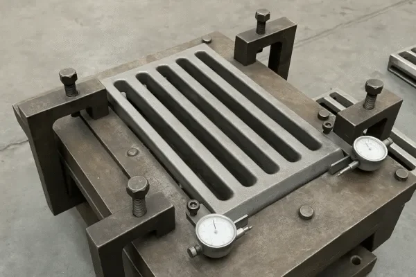 Grate bar inspection with gauges for slot width and straightness verification