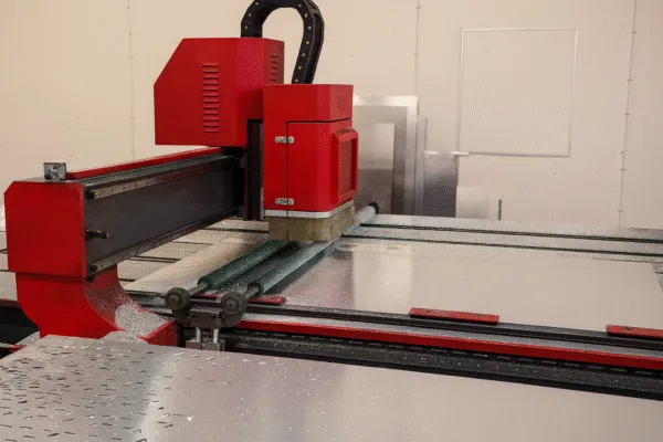 CNC milling machine cutting a precision aluminum part with sharp edges and clean surfaces.