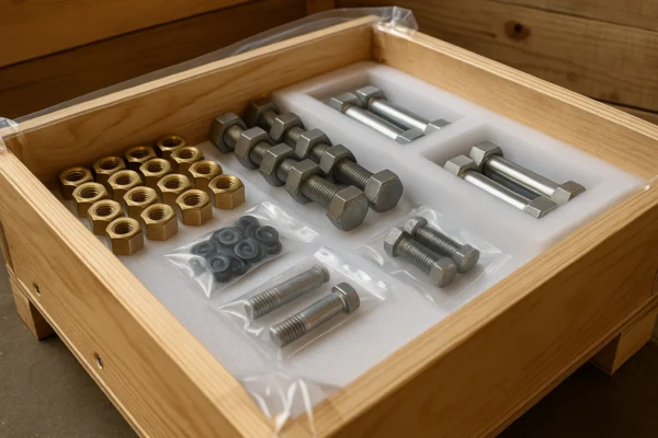 Custom export packaging for metal fasteners