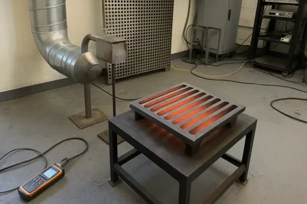 PRIME engineering team validating grate bar airflow and thermal performance in an R&D setup