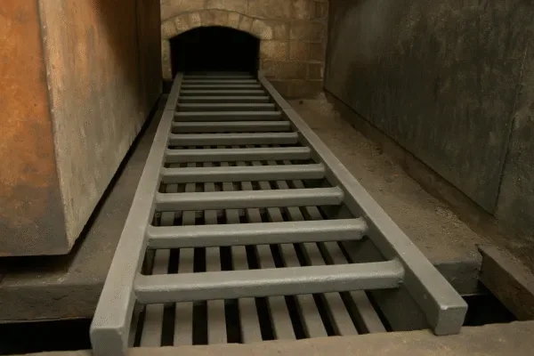 Processing line using grate-style bars for drying and combustion support in biomass and sugar plants.