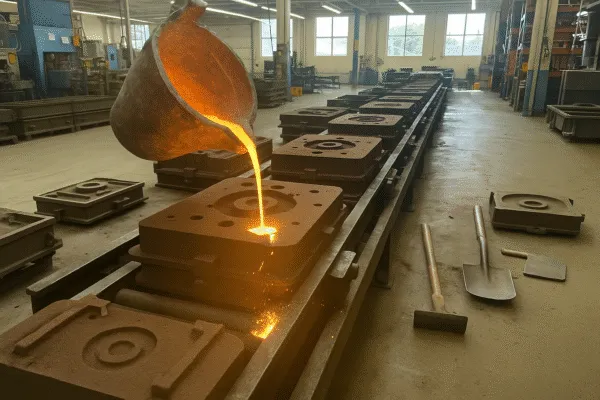 Casting production equipment in a workshop environment, supporting repeatable process control for B2B manufacturing.