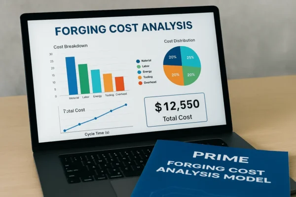 Total cost breakdown for forged part: material, heat treatment, machining time, inspection scope, scrap risk and logistics