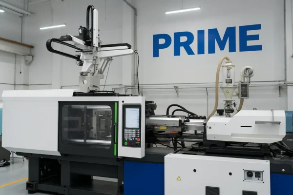 Plastic injection molding workshop: production line environment and molding equipment at Prime.