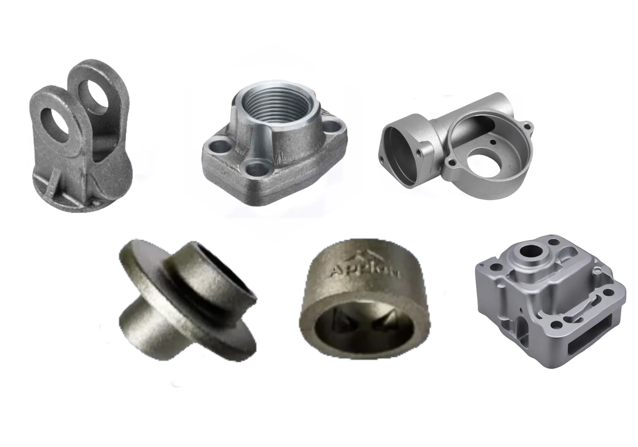Sample custom casting parts and machined components for industrial applications