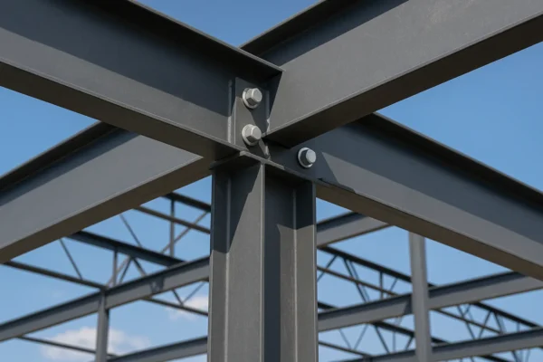 Construction fasteners: structural bolts connecting steel beams where load and corrosion protection are critical