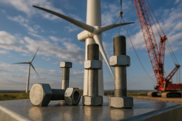 Energy sector fasteners: structural bolts used in wind turbine or power equipment with outdoor corrosion exposure