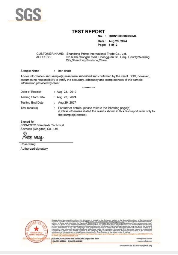 SGS test report sample